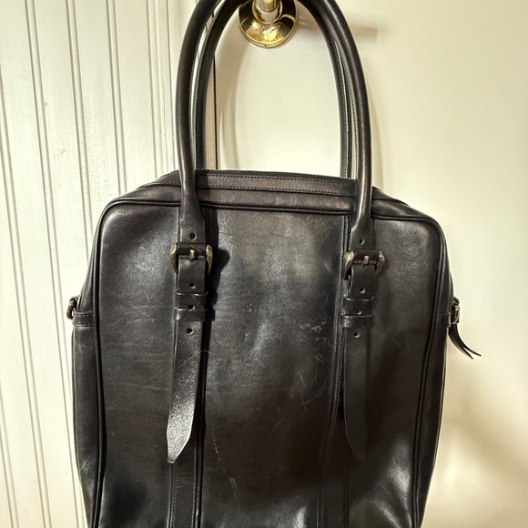 Rare Vintage Burberry Leather Briefcase with Top Zipper Closure - Picture 2 of 5